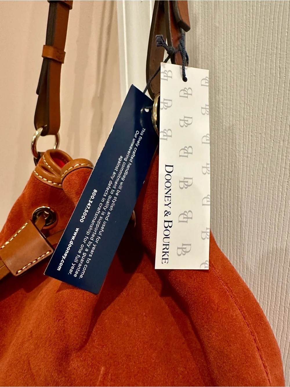 Dooney & Bourke Orange Suede Bucket Bag - Picture 3 of 12